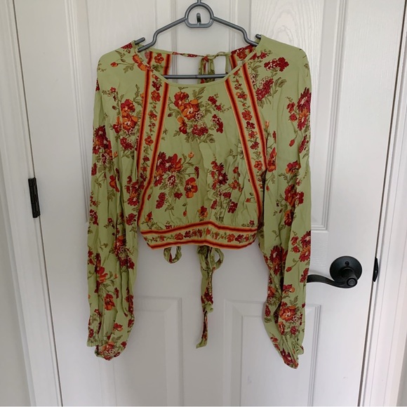 UO Floral Open-Back Blouse